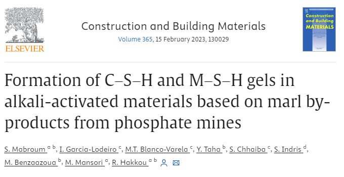 Formation of C-S-H and M-S-H gels in alkali-activated materials based on marl by-products from phosphate mines