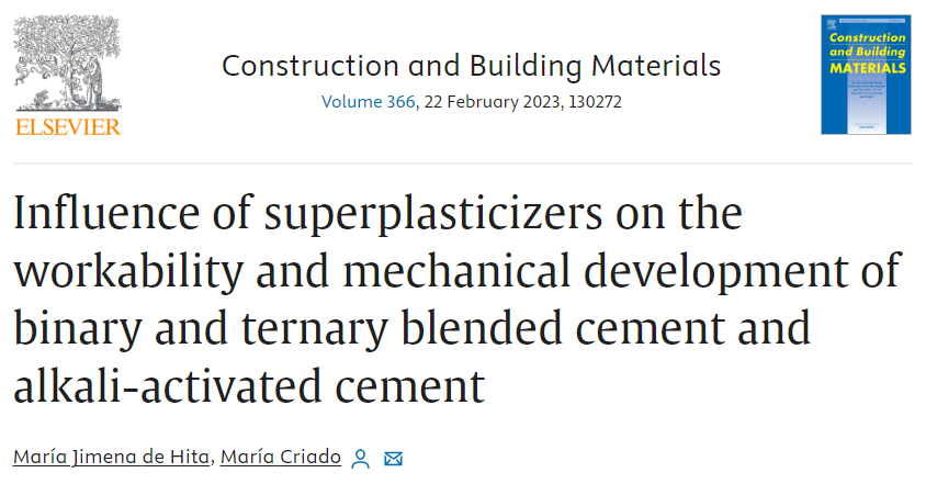 Influence of superplasticizers on the workability and mechanical development of binary and ternary blended cement and alkali-activated cement
