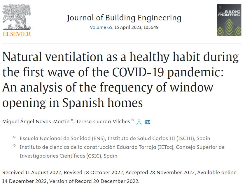 Natural ventilation as a healthy habit during the first wave of the COVID-19 pandemic: An analysis of the frequency of window opening in Spanish homes