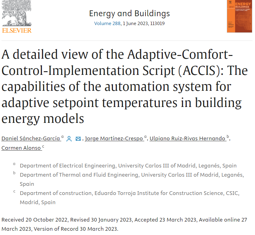 A detailed view of the Adaptive-Comfort-Control-Implementation Script (ACCIS): The capabilities of the automation system for adaptive setpoint temperatures in building energy models