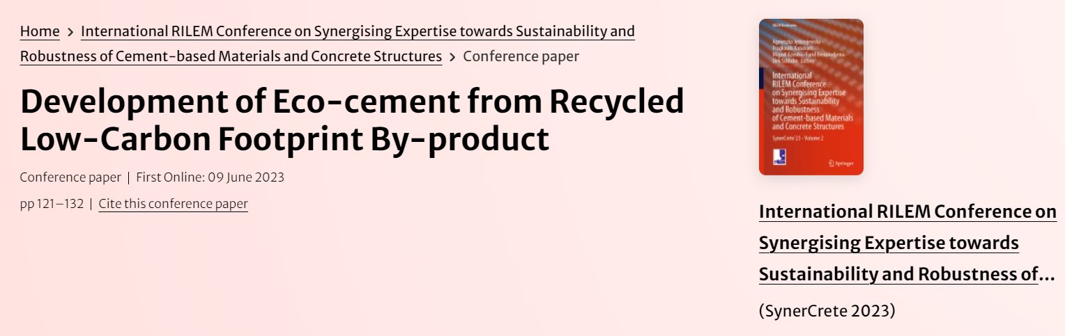 Development of Eco-cement from Recycled Low-Carbon Footprint By-product