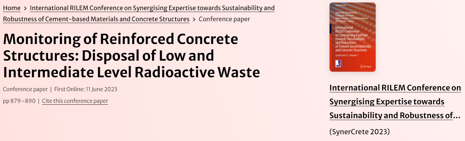 Monitoring of Reinforced Concrete Structures: Disposal of Low and Intermediate Level Radioactive Waste