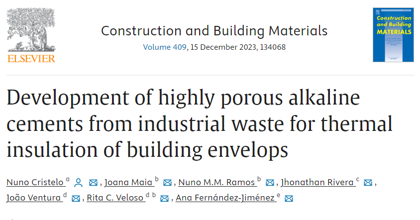 Development of highly porous alkaline cements from industrial waste for thermal insulation of building envelops