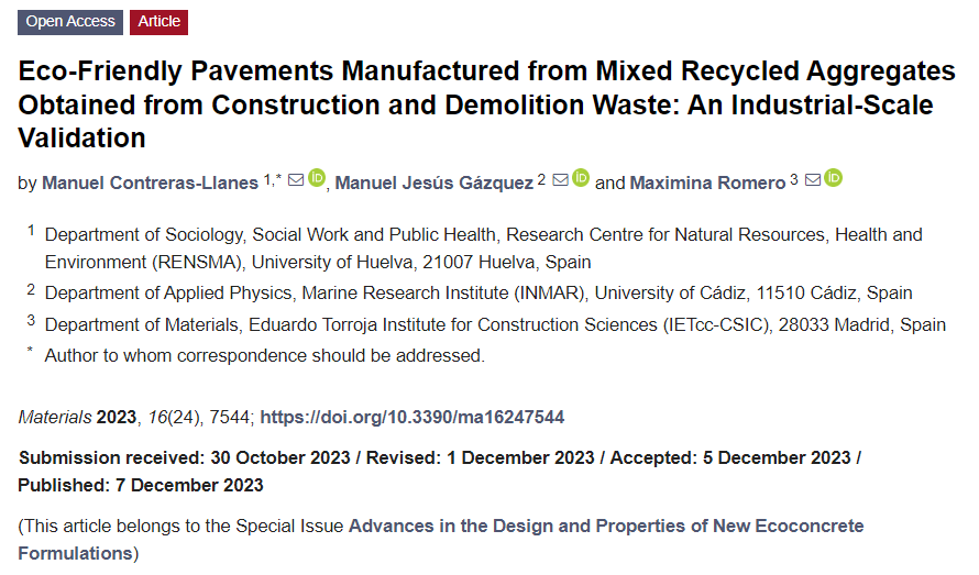 Eco-Friendly Pavements Manufactured from Mixed Recycled Aggregates Obtained from Construction and Demolition Waste: An Industrial-Scale Validation