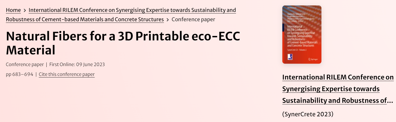 Natural Fibers for a 3D Printable eco-ECC Material