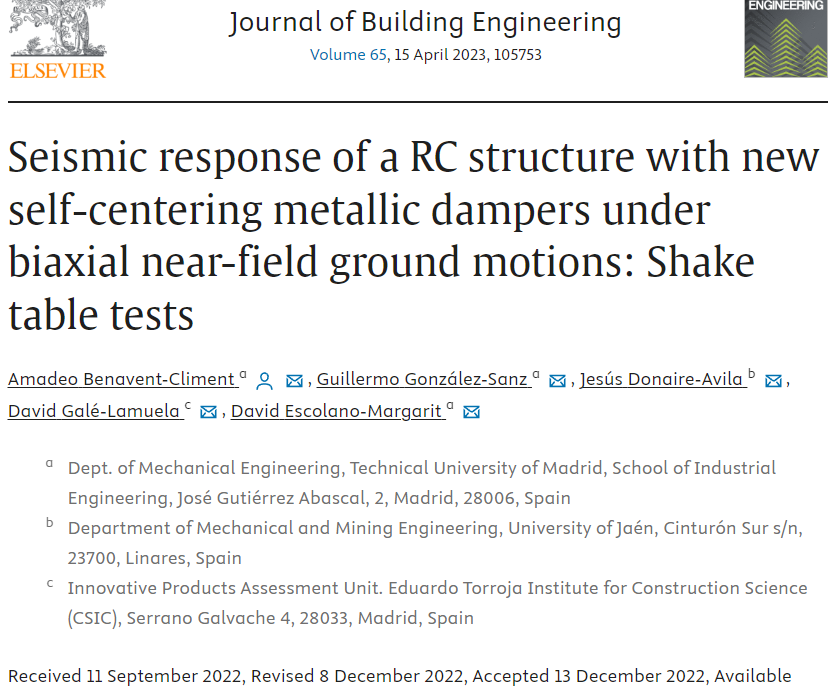 Seismic response of a RC structure with new self-centering metallic dampers under biaxial near-field ground motions: Shake table tests